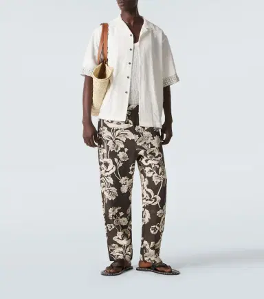Commas Floral linen straight pants | Thumbnail 4 Commas Floral linen straight pants | Thumbnail 4