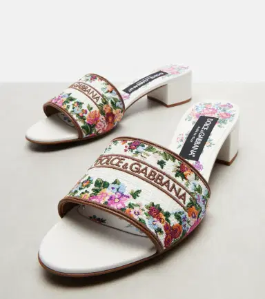 Dolce & Gabbana Floral leather-trimmed mules | Thumbnail 2 Dolce & Gabbana Floral leather-trimmed mules | Thumbnail 2