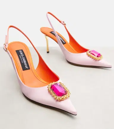 Dolce & Gabbana Embellished satin slingback pumps | Thumbnail 4 Dolce & Gabbana Embellished satin slingback pumps | Thumbnail 4