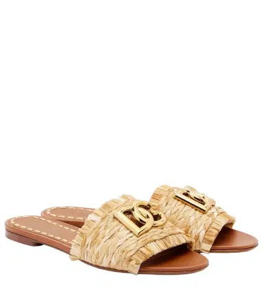 Dolce & Gabbana DG raffia-effect slides | Thumbnail 1 Dolce & Gabbana DG raffia-effect slides | Thumbnail 1