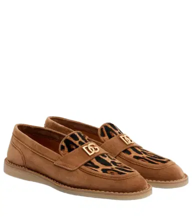 Dolce & Gabbana DG suede and calf hair loafers | Thumbnail 1 Dolce & Gabbana DG suede and calf hair loafers | Thumbnail 1