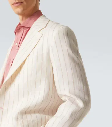 Brunello Cucinelli Chalk stripe linen twill blazer | Thumbnail 4 Brunello Cucinelli Chalk stripe linen twill blazer | Thumbnail 4