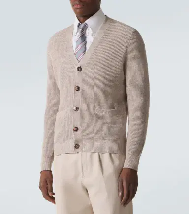 Brunello Cucinelli Ribbed-knit linen and cotton cardigan | Thumbnail 5 Brunello Cucinelli Ribbed-knit linen and cotton cardigan | Thumbnail 5