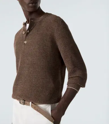 Brunello Cucinelli Ribbed-knit linen and cotton polo sweater | Thumbnail 6 Brunello Cucinelli Ribbed-knit linen and cotton polo sweater | Thumbnail 6