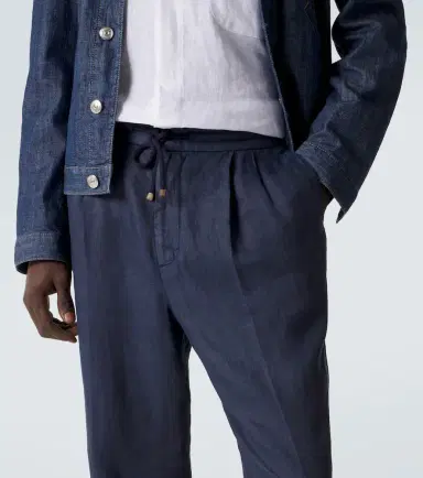 Brunello Cucinelli Linen gabardine tapered pants | Thumbnail 3 Brunello Cucinelli Linen gabardine tapered pants | Thumbnail 3