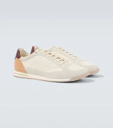 Brunello Cucinelli Suede-trimmed leather sneakers | Thumbnail 3 Brunello Cucinelli Suede-trimmed leather sneakers | Thumbnail 3