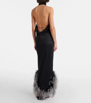 Oseree Oséree Lumière Plumage halterneck maxi dress | Thumbnail 4 Oseree Oséree Lumière Plumage halterneck maxi dress | Thumbnail 4