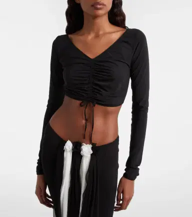 Nensi Dojaka Ruched crop top | Thumbnail 3 Nensi Dojaka Ruched crop top | Thumbnail 3