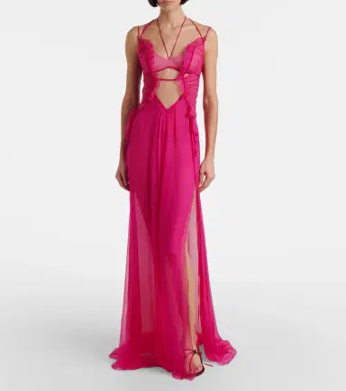 Nensi Dojaka Semi-sheer silk gown | Thumbnail 2 Nensi Dojaka Semi-sheer silk gown | Thumbnail 2