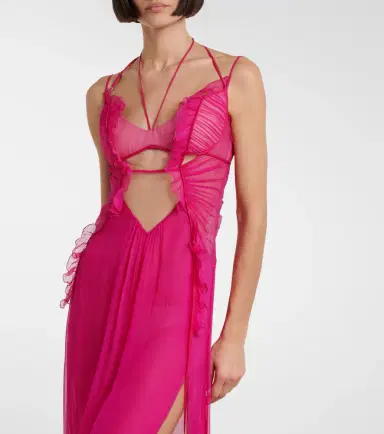 Nensi Dojaka Semi-sheer silk gown | Thumbnail 6 Nensi Dojaka Semi-sheer silk gown | Thumbnail 6