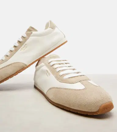Prada Suede-trimmed leather sneakers | Thumbnail 3 Prada Suede-trimmed leather sneakers | Thumbnail 3