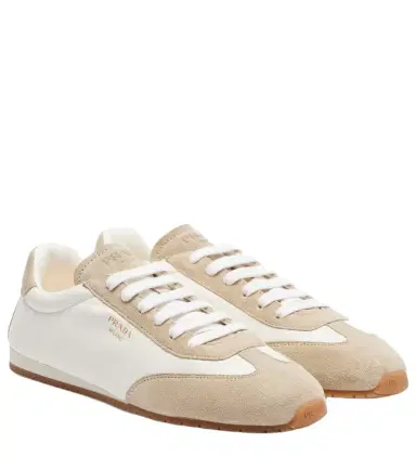 Prada Suede-trimmed leather sneakers | Thumbnail 1 Prada Suede-trimmed leather sneakers | Thumbnail 1