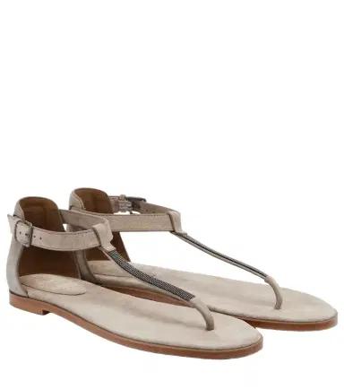 Brunello Cucinelli Monili suede slides | Thumbnail 1 Brunello Cucinelli Monili suede slides | Thumbnail 1