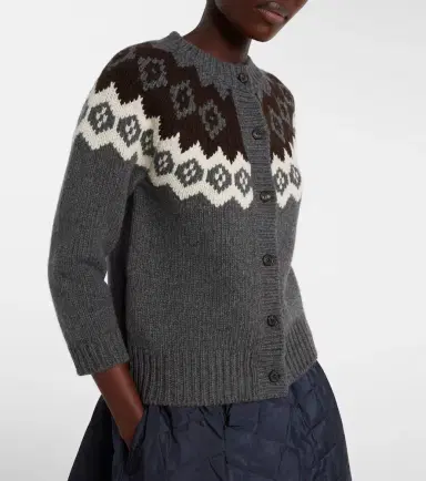 Prada Intarsia wool and cashmere cardigan | Thumbnail 4 Prada Intarsia wool and cashmere cardigan | Thumbnail 4