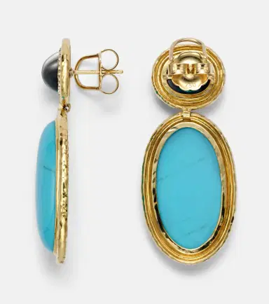 Octavia Elizabeth Bermuda Blue 18kt gold drop earrings with turquoise, tourmaline, and diamonds | Thumbnail 2 Octavia Elizabeth Bermuda Blue 18kt gold drop earrings with turquoise, tourmaline, and diamonds | Thumbnail 2
