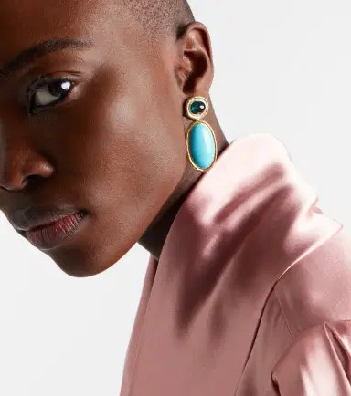 Octavia Elizabeth Bermuda Blue 18kt gold drop earrings with turquoise, tourmaline, and diamonds | Thumbnail 3 Octavia Elizabeth Bermuda Blue 18kt gold drop earrings with turquoise, tourmaline, and diamonds | Thumbnail 3