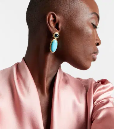 Octavia Elizabeth Bermuda Blue 18kt gold drop earrings with turquoise, tourmaline, and diamonds | Thumbnail 4 Octavia Elizabeth Bermuda Blue 18kt gold drop earrings with turquoise, tourmaline, and diamonds | Thumbnail 4