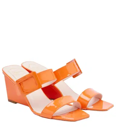 Roger Vivier Belle Vivier 60 patent leather wedge mules | Thumbnail 1 Roger Vivier Belle Vivier 60 patent leather wedge mules | Thumbnail 1