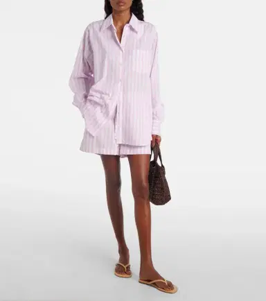 Hunza G Embroidered striped cotton poplin shorts | Thumbnail 3 Hunza G Embroidered striped cotton poplin shorts | Thumbnail 3