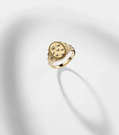 Yvonne Léon Yvonne Léon Plumetis 9kt gold ring with diamonds | Thumbnail 5 Yvonne Léon Yvonne Léon Plumetis 9kt gold ring with diamonds | Thumbnail 5