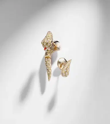 Yvonne Léon Yvonne Léon Python 9kt gold earrings with diamonds and spinels | Thumbnail 5 Yvonne Léon Yvonne Léon Python 9kt gold earrings with diamonds and spinels | Thumbnail 5
