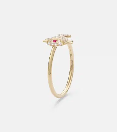 Yvonne Léon Yvonne Léon Petit Poisson 18kt gold ring with diamonds and rubies | Thumbnail 2 Yvonne Léon Yvonne Léon Petit Poisson 18kt gold ring with diamonds and rubies | Thumbnail 2