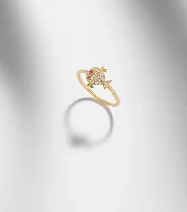 Yvonne Léon Yvonne Léon Petit Poisson 18kt gold ring with diamonds and rubies | Thumbnail 5 Yvonne Léon Yvonne Léon Petit Poisson 18kt gold ring with diamonds and rubies | Thumbnail 5