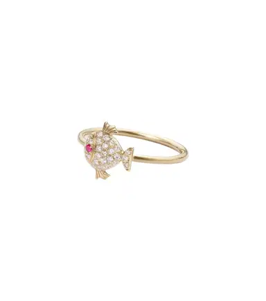 Yvonne Léon Yvonne Léon Petit Poisson 18kt gold ring with diamonds and rubies | Thumbnail 1 Yvonne Léon Yvonne Léon Petit Poisson 18kt gold ring with diamonds and rubies | Thumbnail 1