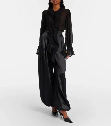 Nina Ricci Silk-blend satin wide-leg pants | Thumbnail 3 Nina Ricci Silk-blend satin wide-leg pants | Thumbnail 3