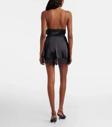 Nina Ricci Lace-trimmed silk-blend satin shorts | Thumbnail 3 Nina Ricci Lace-trimmed silk-blend satin shorts | Thumbnail 3