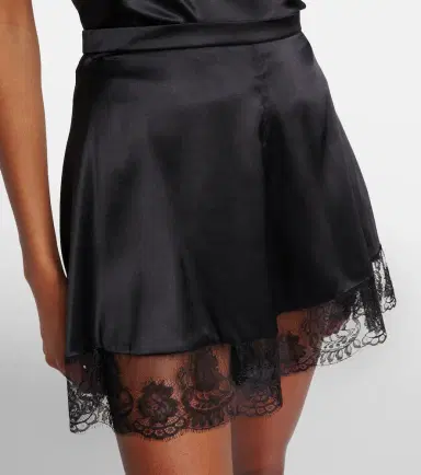 Nina Ricci Lace-trimmed silk-blend satin shorts | Thumbnail 4 Nina Ricci Lace-trimmed silk-blend satin shorts | Thumbnail 4