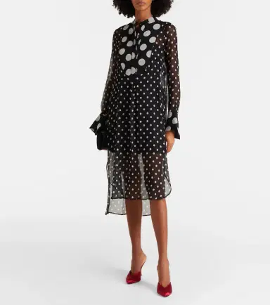 Nina Ricci Polka-dot semi-sheer silk midi dress | Thumbnail 2 Nina Ricci Polka-dot semi-sheer silk midi dress | Thumbnail 2