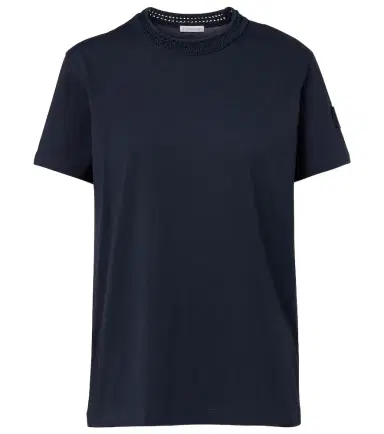 Moncler Crochet-trimmed cotton jersey T-shirt | Thumbnail 1 Moncler Crochet-trimmed cotton jersey T-shirt | Thumbnail 1