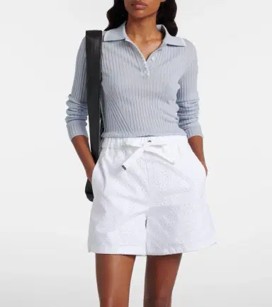 Moncler Broderie anglaise cotton shorts | Thumbnail 3 Moncler Broderie anglaise cotton shorts | Thumbnail 3
