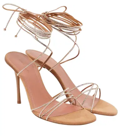 Amina Muaddi Lori 95 embellished suede sandals | Thumbnail 1 Amina Muaddi Lori 95 embellished suede sandals | Thumbnail 1