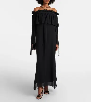 Nina Ricci Gathered sheer silk maxi dress | Thumbnail 2 Nina Ricci Gathered sheer silk maxi dress | Thumbnail 2