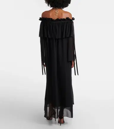 Nina Ricci Gathered sheer silk maxi dress | Thumbnail 3 Nina Ricci Gathered sheer silk maxi dress | Thumbnail 3