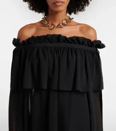 Nina Ricci Gathered sheer silk maxi dress | Thumbnail 6 Nina Ricci Gathered sheer silk maxi dress | Thumbnail 6