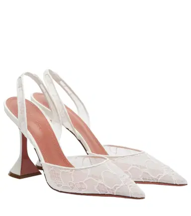 Amina Muaddi Holli leather-trimmed lace slingback pumps | Thumbnail 1 Amina Muaddi Holli leather-trimmed lace slingback pumps | Thumbnail 1