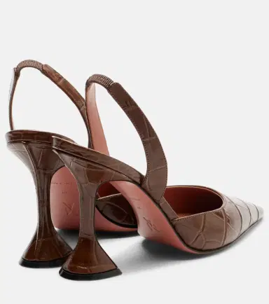 Amina Muaddi Holli croc-effect leather slingback pumps | Thumbnail 2 Amina Muaddi Holli croc-effect leather slingback pumps | Thumbnail 2