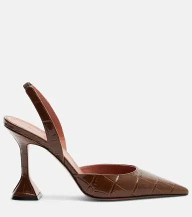Amina Muaddi Holli croc-effect leather slingback pumps | Thumbnail 3 Amina Muaddi Holli croc-effect leather slingback pumps | Thumbnail 3