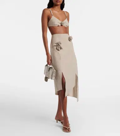 Coperni Floral-appliqué linen bra top | Thumbnail 2 Coperni Floral-appliqué linen bra top | Thumbnail 2