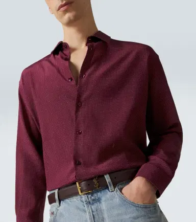 Saint Laurent Cassandre silk crêpe de chine shirt | Thumbnail 6 Saint Laurent Cassandre silk crêpe de chine shirt | Thumbnail 6