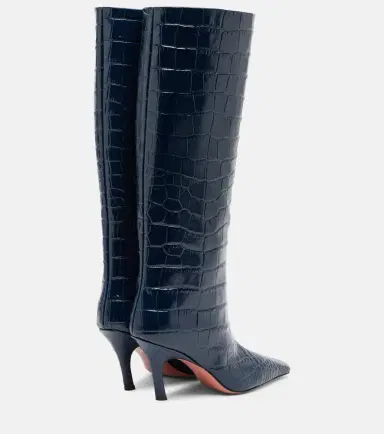 Amina Muaddi Mona croc-effect leather knee-high boots | Thumbnail 4 Amina Muaddi Mona croc-effect leather knee-high boots | Thumbnail 4
