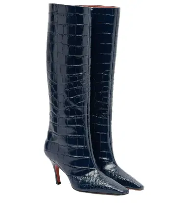 Amina Muaddi Mona croc-effect leather knee-high boots | Thumbnail 1 Amina Muaddi Mona croc-effect leather knee-high boots | Thumbnail 1
