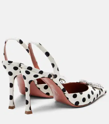 Amina Muaddi Camelia polka-dot satin slingback pumps | Thumbnail 3 Amina Muaddi Camelia polka-dot satin slingback pumps | Thumbnail 3