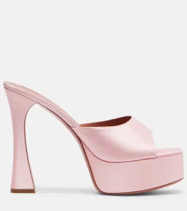 Amina Muaddi Dalida satin platform mules | Thumbnail 4 Amina Muaddi Dalida satin platform mules | Thumbnail 4