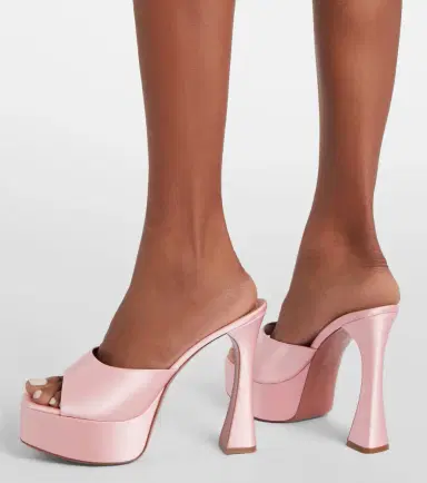 Amina Muaddi Dalida satin platform mules | Thumbnail 5 Amina Muaddi Dalida satin platform mules | Thumbnail 5