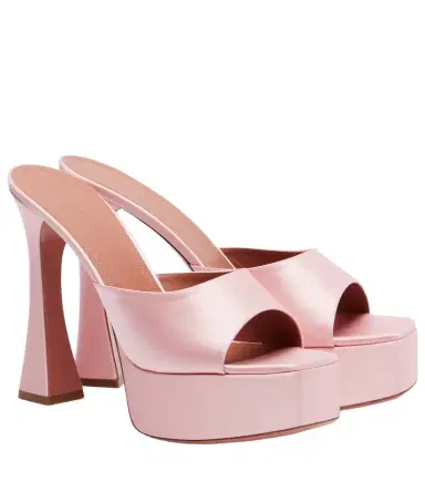 Amina Muaddi Dalida satin platform mules | Thumbnail 1 Amina Muaddi Dalida satin platform mules | Thumbnail 1