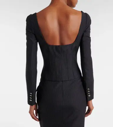 McQueen Chalk stripe wool and mohair bustier top | Thumbnail 4 McQueen Chalk stripe wool and mohair bustier top | Thumbnail 4